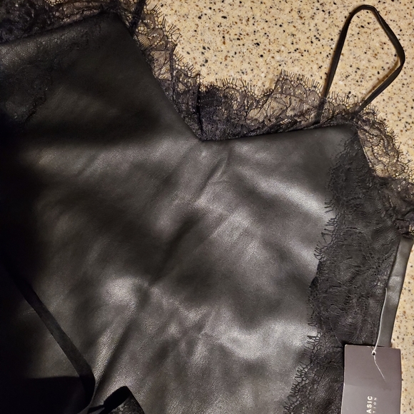 Zara NWT SZ XS Pleather Lace Dress - Picture 4 of 5